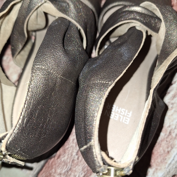 Eileen Fisher 'Mary' Twist Front Metallic Leather Wedge Pump - Bronze - Picture 13 of 16